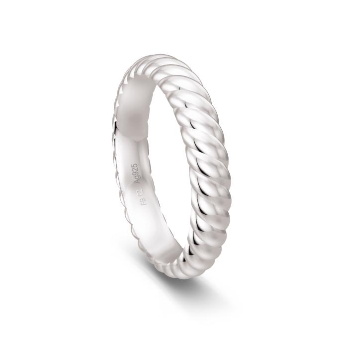Trauring aus rhodiniertem Silber 925 in gekordeltem Design