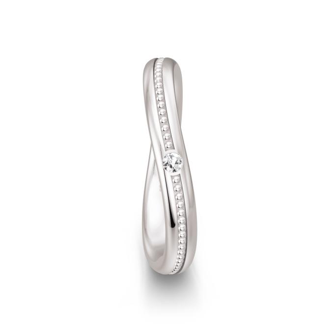 Trauring aus rhodiniertem Silber 925 in asymmetrischer Form mit Diamanten