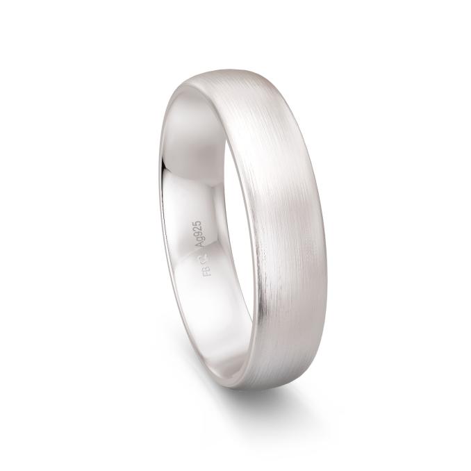 Trauring aus rhodiniertem Silber 925 mit Mattierung und 5 mm