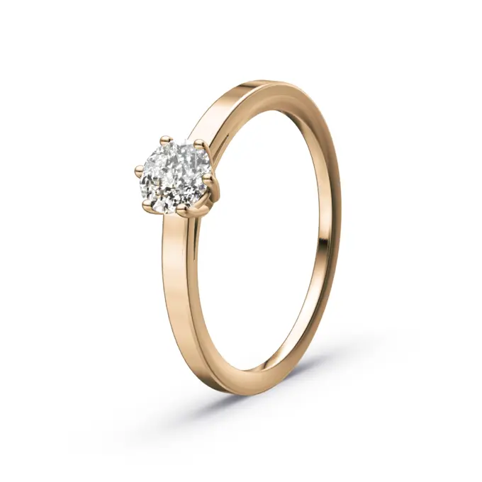 Roségold Antragsring mit 0,5 Karat Diamanten in 6 Krappen