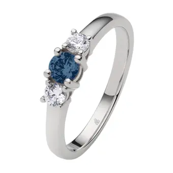 Weißgold Verlobungsring mit Blue Saphire mittig in Krappenfassung