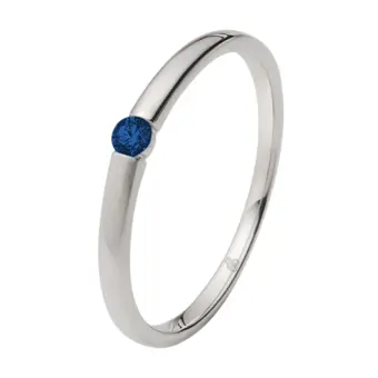 Weißgold Verlobungsring mit blauen Saphir in Spannfassung 