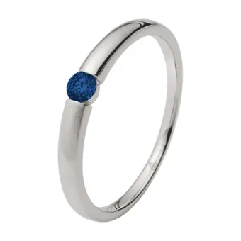 Weißgold Verlobungsring mit blauem Saphir in Spannfassung