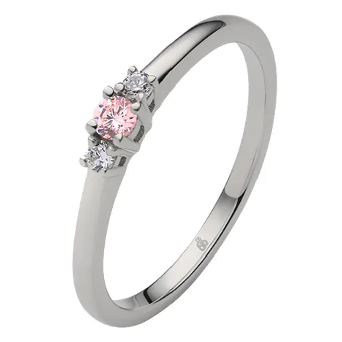 Weißgold Verlobungsring mit Pink Sapphire mittig in Krappenfassung