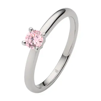 Weißgold Verlobungsring mit Saphir in pink mit Krappenfassung 