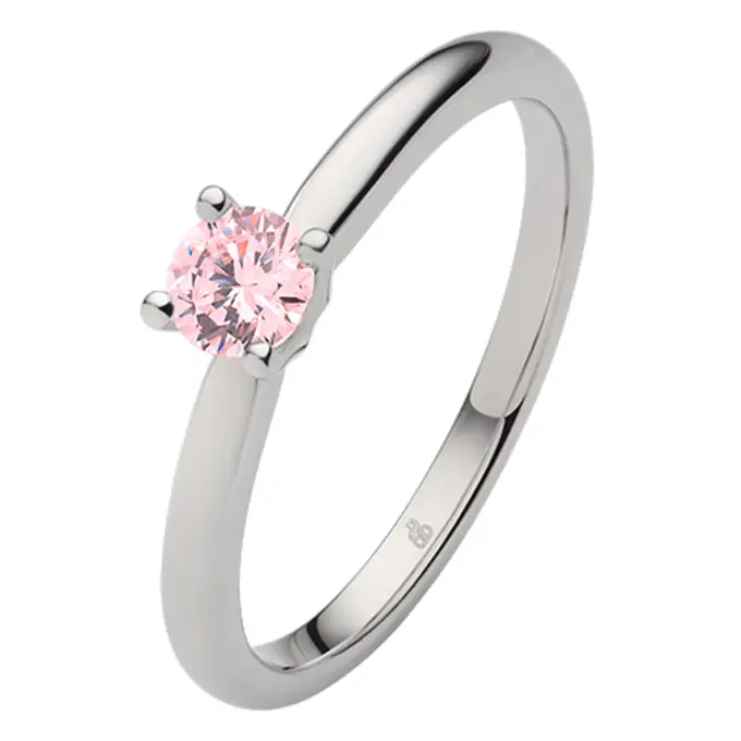 Weißgold Verlobungsring mit Saphir in pink mit Krappenfassung