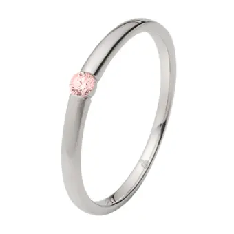 Weißgold Verlobungsring mit pink Sapphire in Spannfassung 