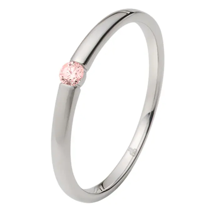 Weißgold Verlobungsring mit pink Sapphire in Spannfassung