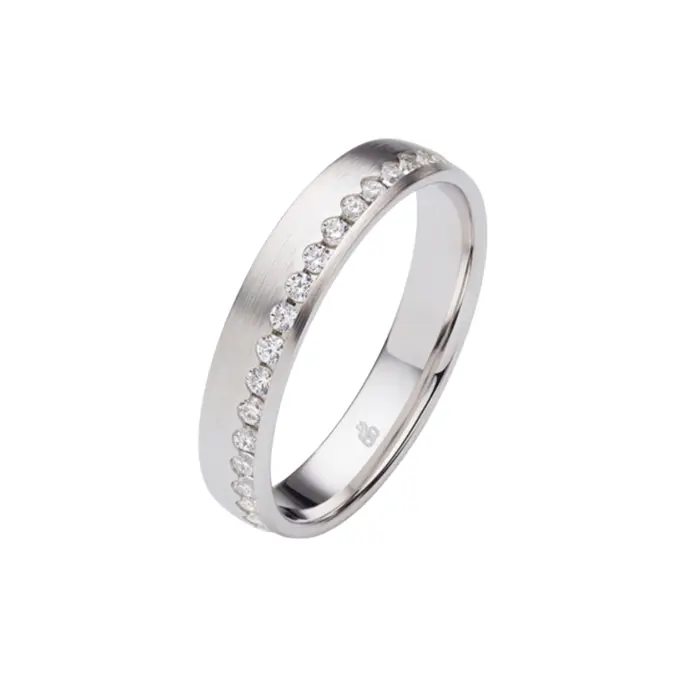 Silber 925 Verlobungsring mit Zirkonia und Mattierung