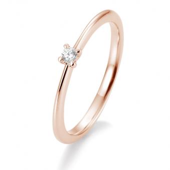 Aufnahme von einem Verlobungsring aus Rotgold mit einem Diamanten in Brilliantschliff