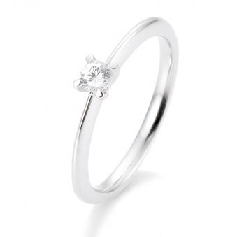 Aufnahme von einem Antragsring aus Weissgold mit Polierung und krappengefasstem Diamanten