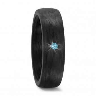 Wunderschöner kontrasreicher Verlobungsring aus Carbon mit blauem Diamanten 208071
