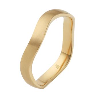 Gelbgold Vorsteckring mit längsmatter Oberfläche und ungewöhlicher Formung