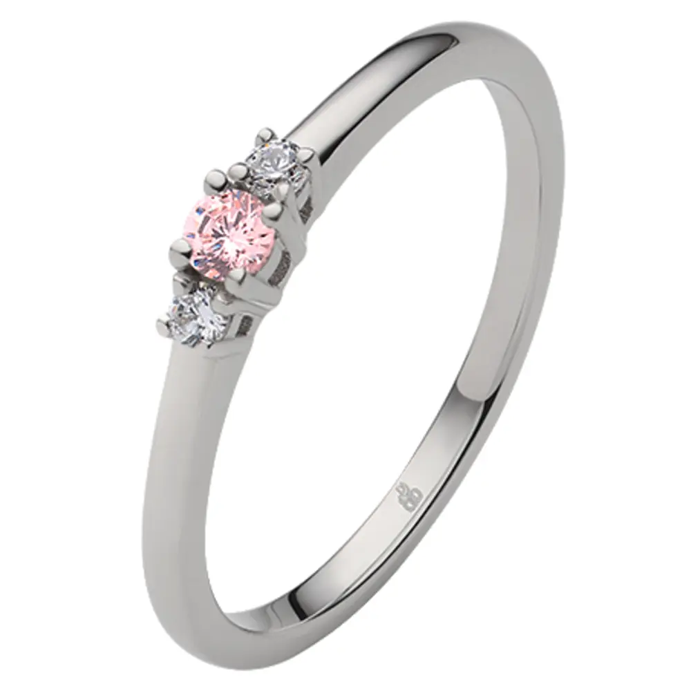 Weißgold Verlobungsring mit Pink Sapphire mittig in Krappenfassung