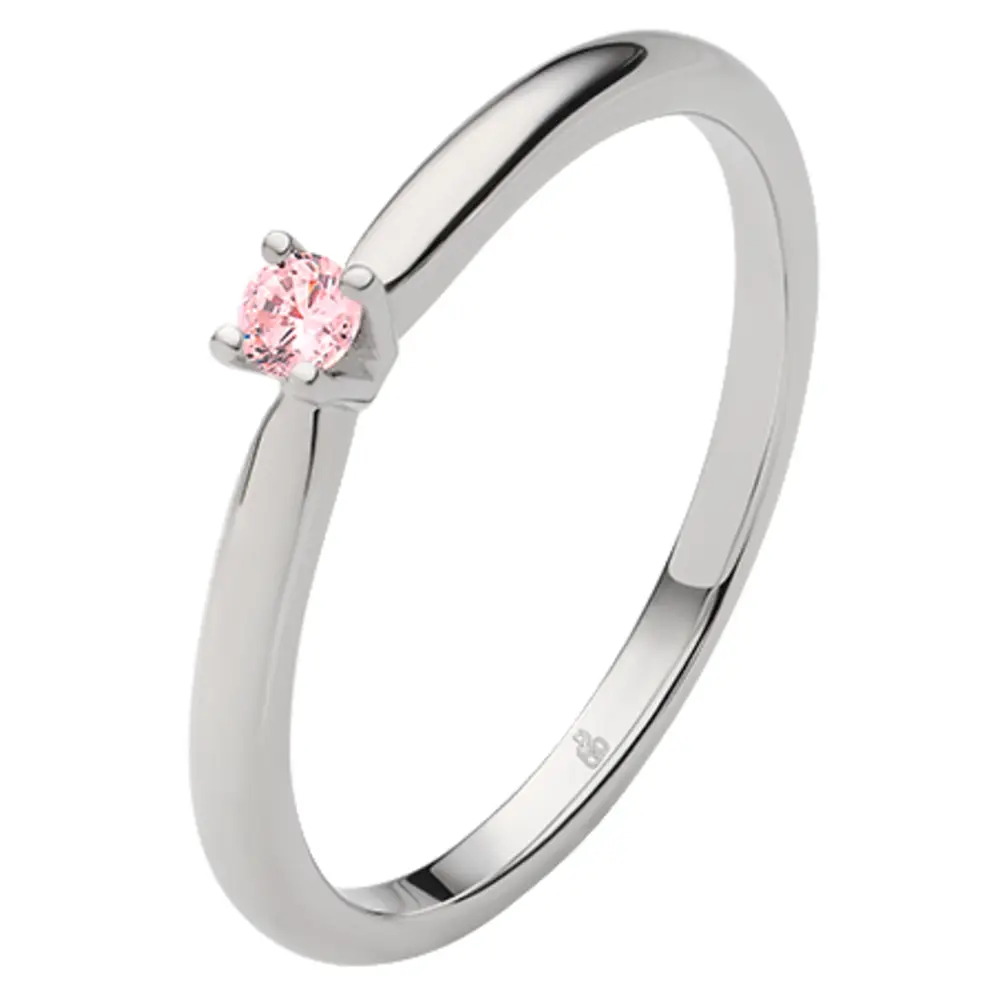 Weißgold Verlobungsring mit pinken Saphir in Krappenfassung