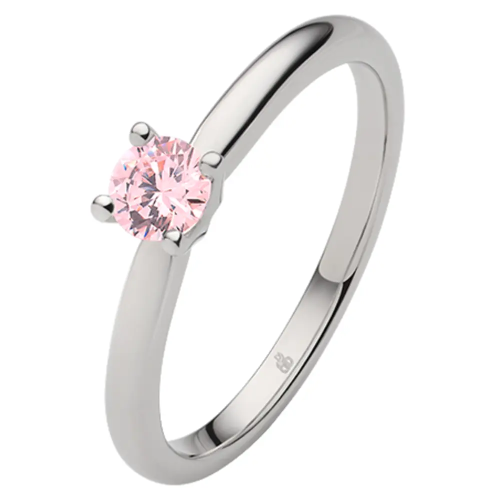 Weißgold Verlobungsring mit Saphir in pink mit Krappenfassung 