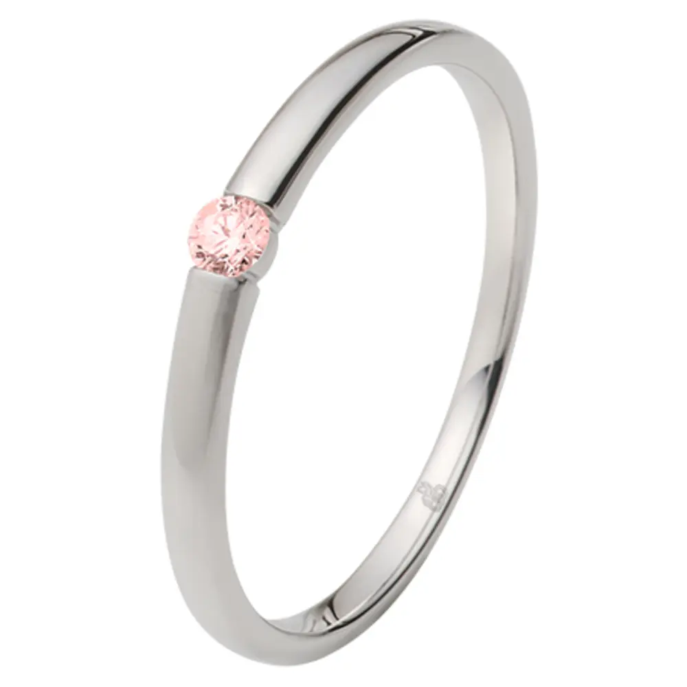 Weißgold Verlobungsring mit pink Sapphire in Spannfassung 