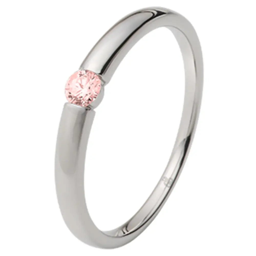 Weißgold Verlobungsring hochpoliert mit Pink Sapphire in Spannfassung 