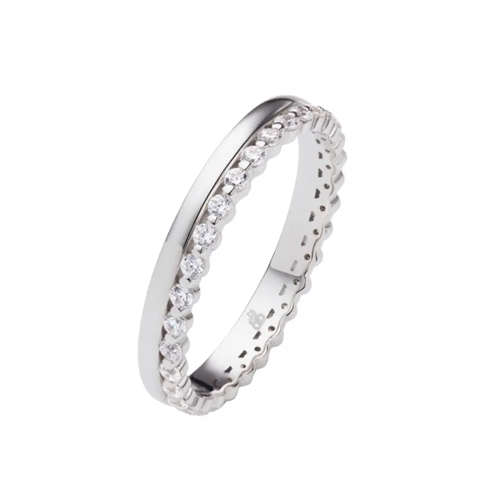 Silber 925 Verlobungsring poliert mit Zirkoniaband