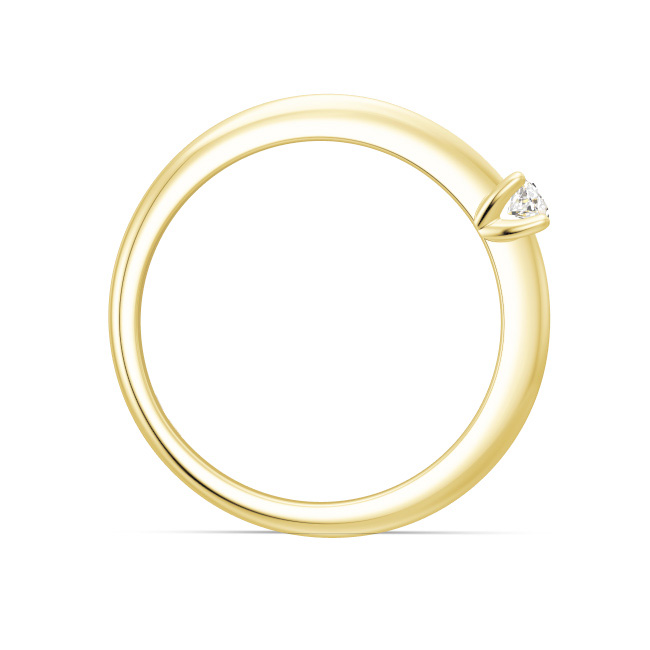Aufnahme von einem Verlobungsring aus Gelbgold mit Diamanten schmal designt 