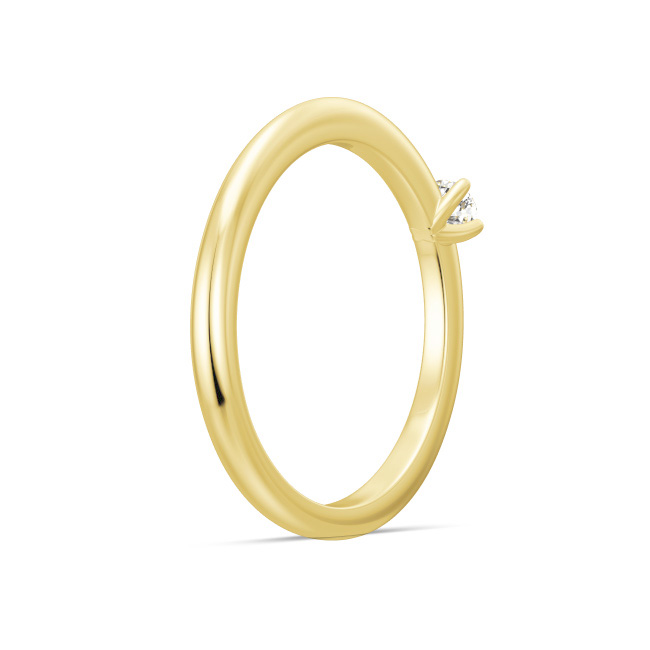 Aufnahme von einem Verlobungsring aus Gelbgold mit Diamanten schmal designt 