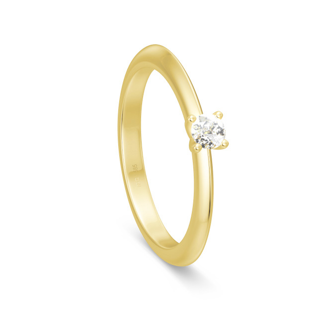 Aufnahme von einem Antragsring aus Gelbgold mit Diamanten 