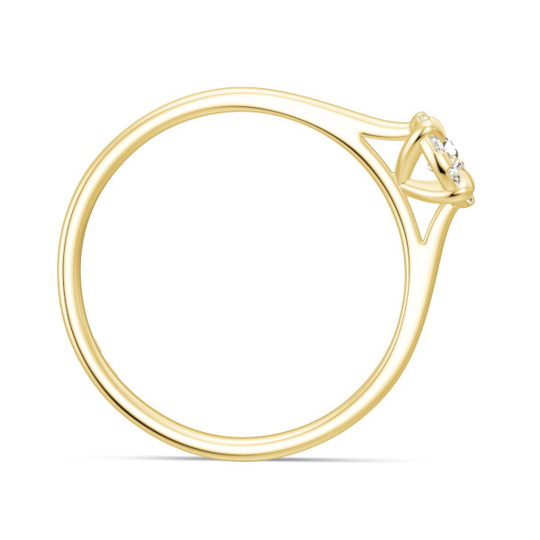 Aufnahme von einem Gelbgold Verlobungsring mit Polierung und Diamanten in Blumenform