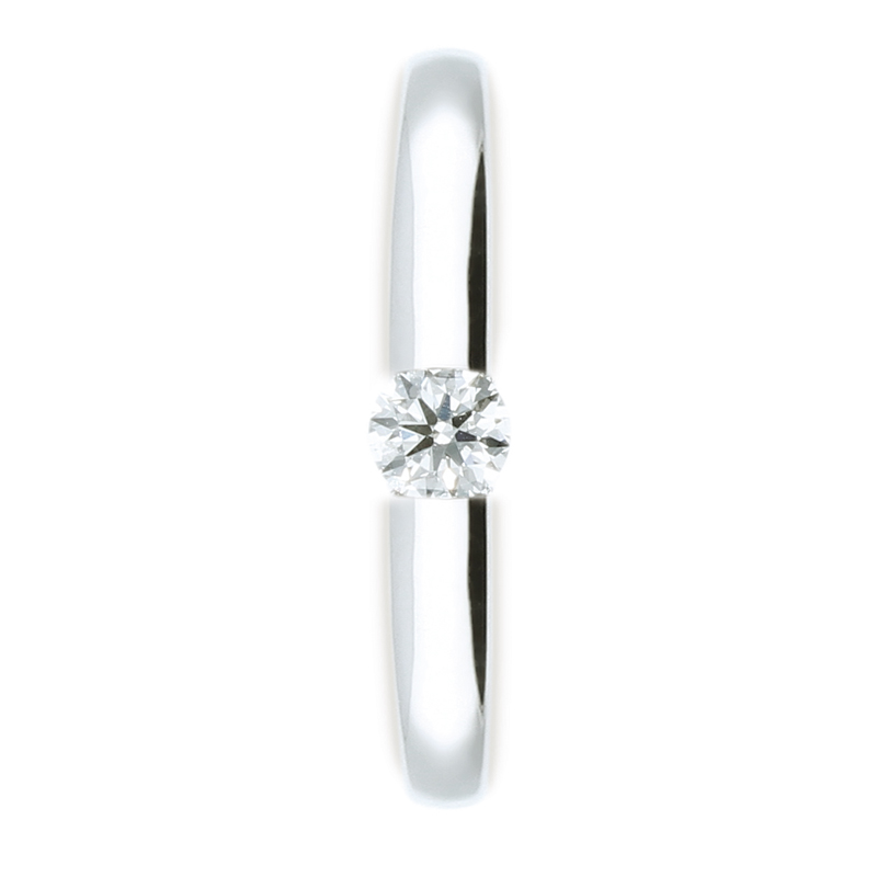Polierter Verlobungsring aus Weissgold mit brilliantgeschliffenem Diamanten 208105