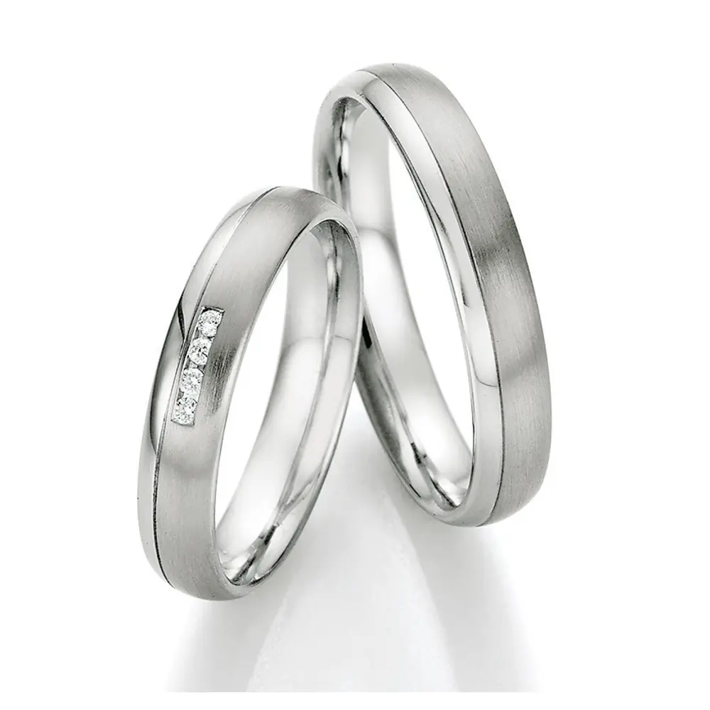 Stahl Eheringe und Trauringe mit Diamanten mit Mattierung